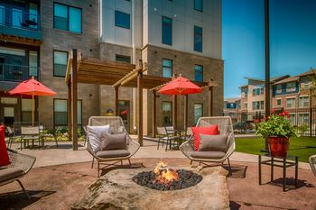 Outdoor courtyard with fire pit